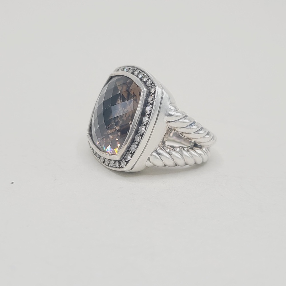 David Yurman Albion Moonlight Ice 17mm Smoky Quartz Diamond Ring - Picture 5 of 10